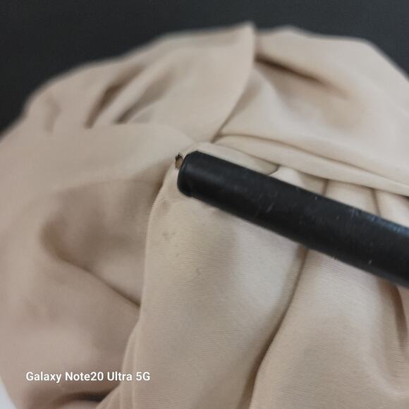 Vintage Union Made Delicate Beige Chiffon Juliet Turban Style Hat Flat Bow - Picture 7 of 7